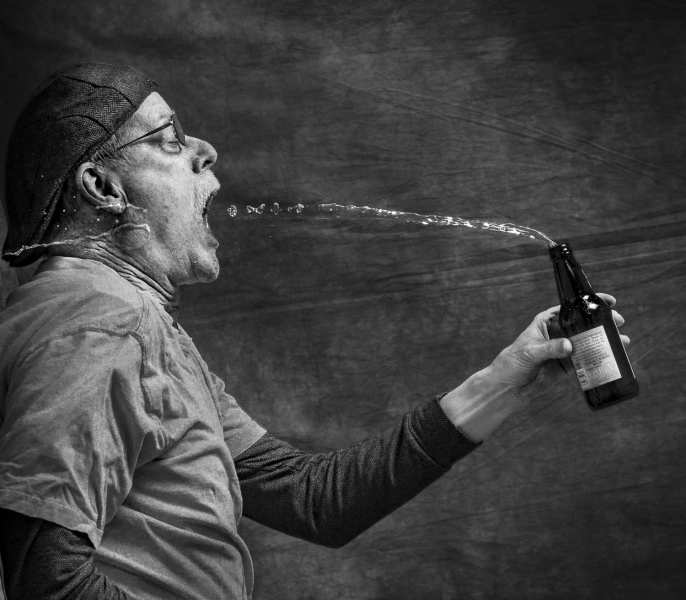 Mar theme B&W Portrait -Jim taking a sip of beer - Bety Wilson