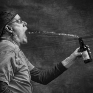 Mar theme B&W Portrait -Jim taking a sip of beer - Bety Wilson